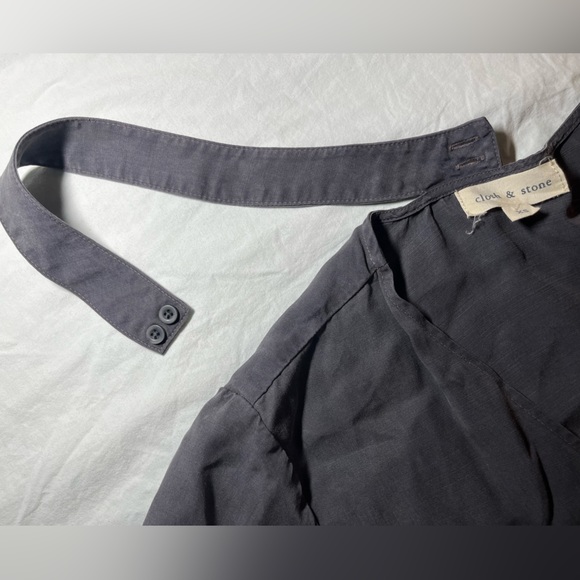 Anthropologie Cloth & Stone Choker Short Sleeve Black Blouse Size Extra Small XS - Picture 12 of 13